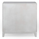 Mirrored Diamond Filigree Hall Console Cabinet with Adjustable Shelf, Silver Leaf, 12" W