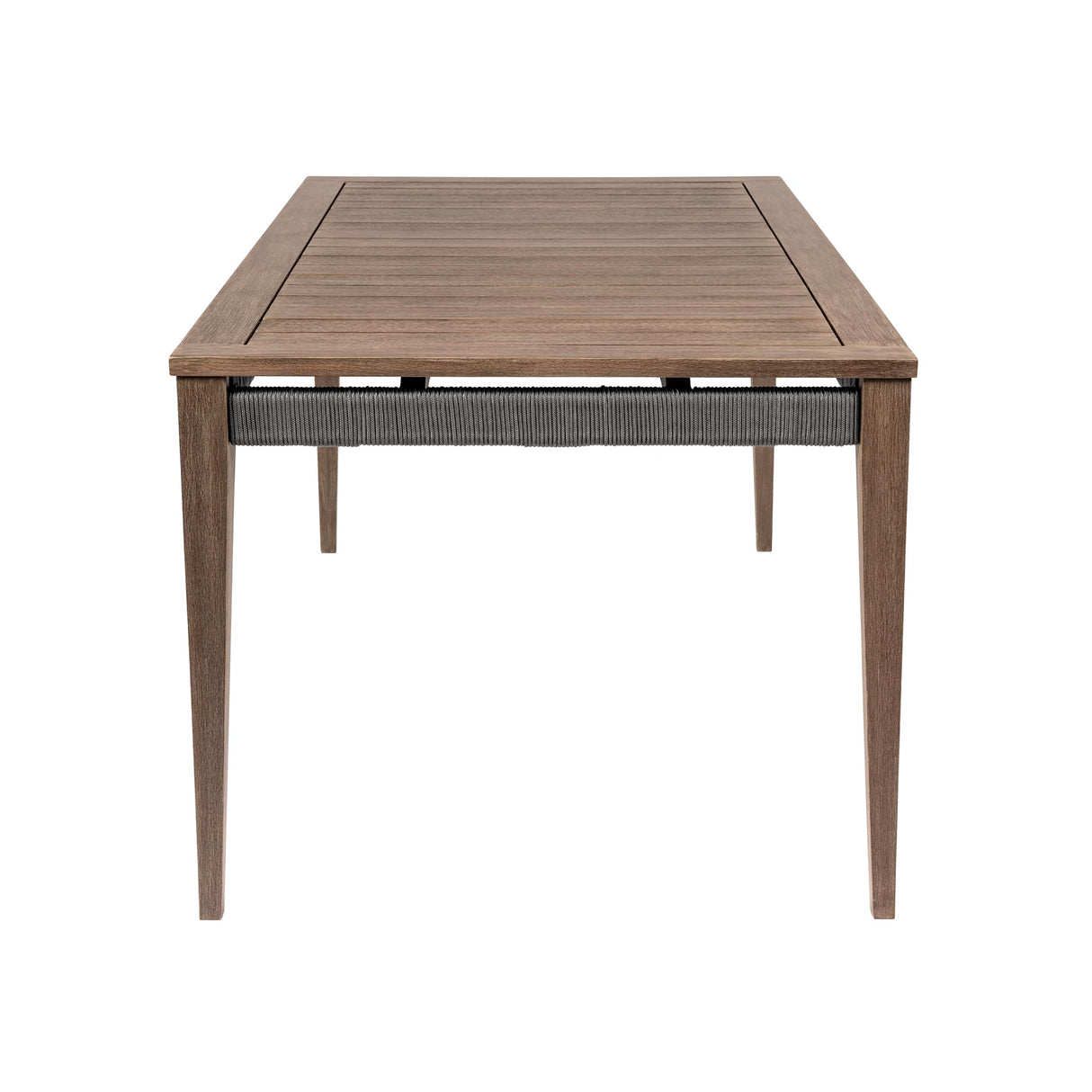 Orbit Modern Outdoor Patio Dining Table, Weathered Dark Gray Eucalyptus