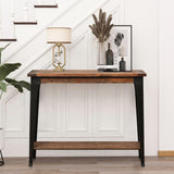 Console Tables for Living Room, 30'' Rustic Entryway Table, Brown/Black Wood Sofa Table