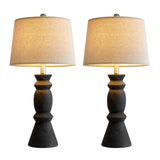 25.75'' Farmhouse Black Ceramic Table Lamp Set of 2 for Living Room Rustic Table lamp