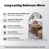 ANDY STAR Chrome Arched Bathroom Mirror, 24x36’’ Arched Wall Mirrors, Chrome Arched Vanity Mirror Over Sinks, Bathroom, Entryway in SUS304-Anti-Rust Tube Metal Frame Wall-Mounted Vertical 1’’ Deep