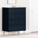 Dylane 5-Drawer Chest, Navy Blue