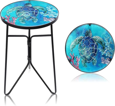 Patio Side Table Outdoor Accent Table Bistro Coffee Table Plant End Table Small Porch Table