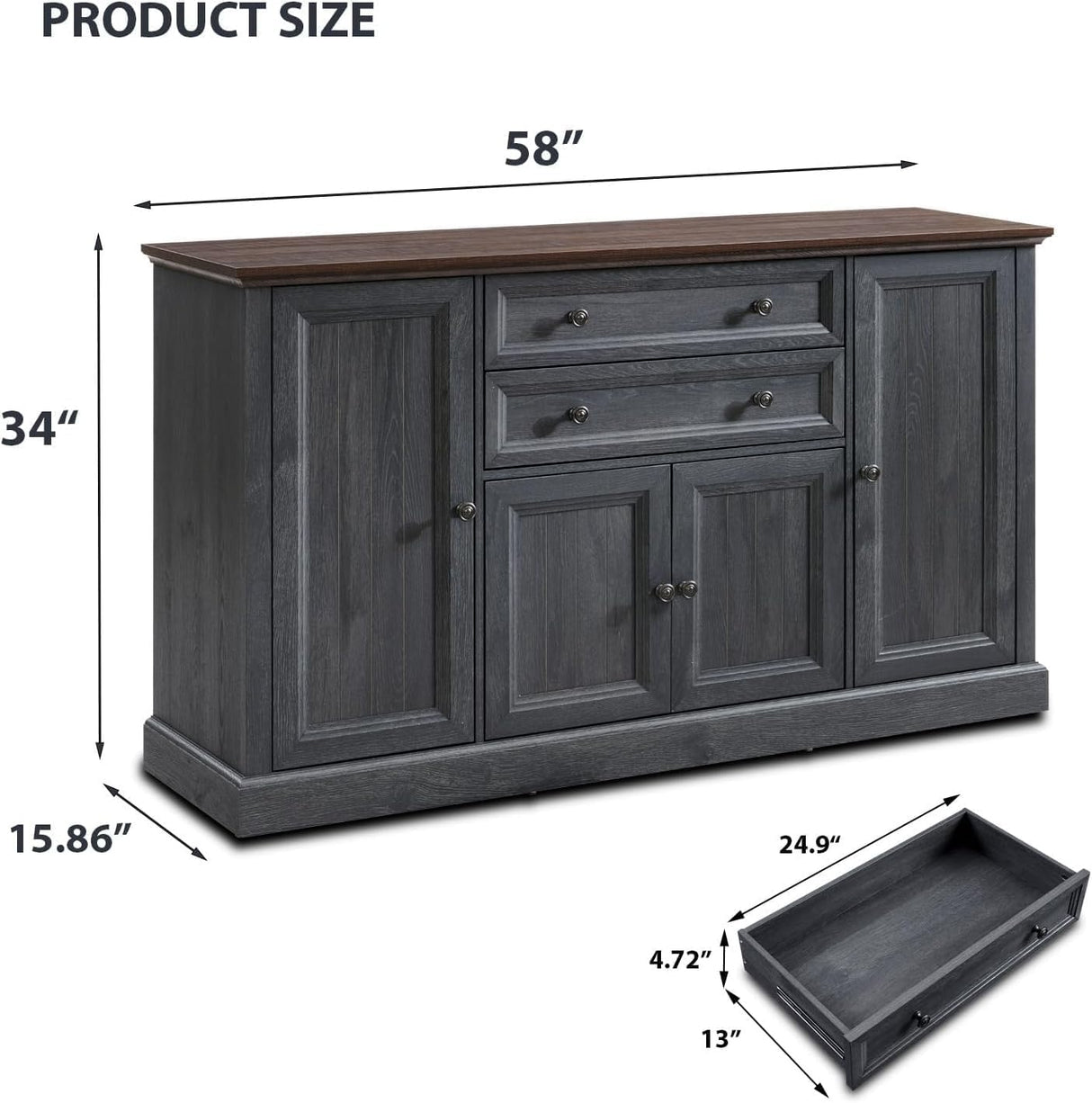 Sideboard Buffet Cabinet with Storage, 58'' Large Coffee Bar Stroage Cabinet