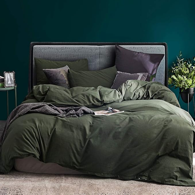 Duvet Cover King Size - Linen Feel Textured Organic Natural 100% Washed Cotton