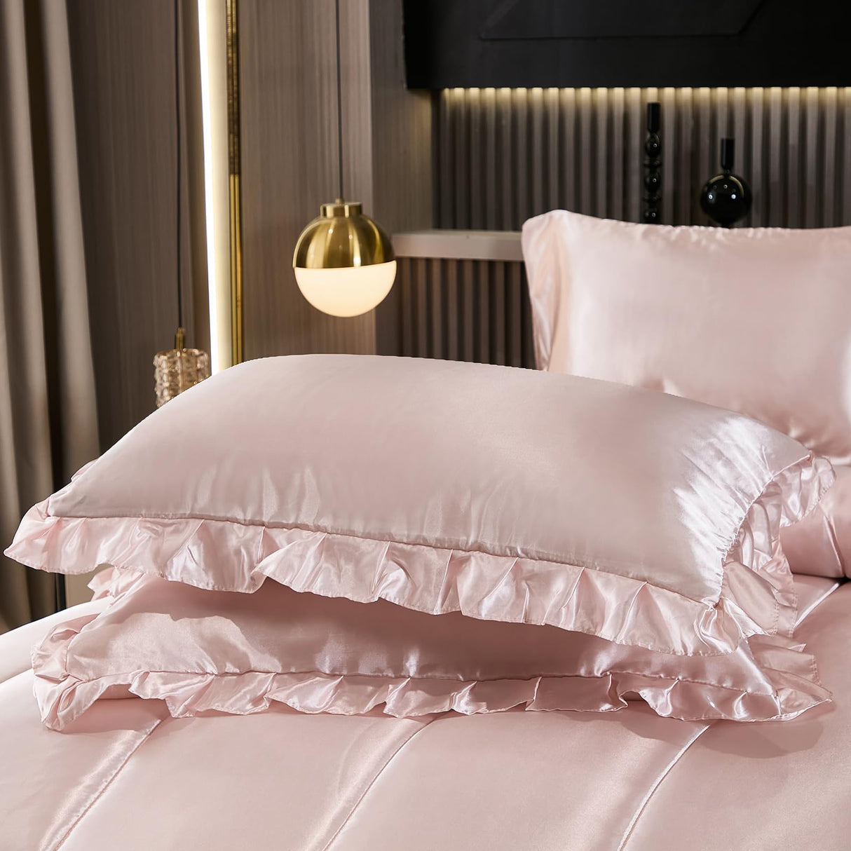 Comforter Set with Sheet Set Queen 8 Pieces Light Pink Bedding Set