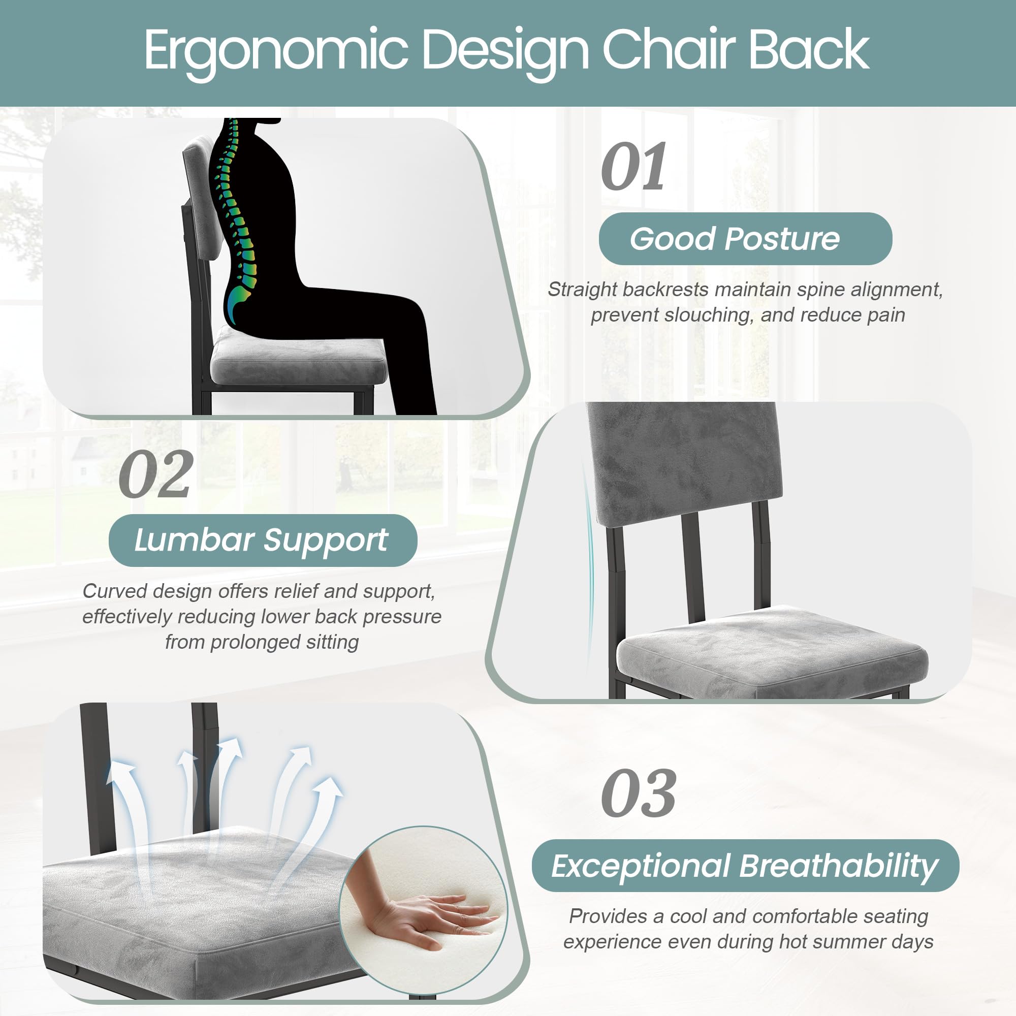 5-Piece Faux Marble Dining Set with Velvet Upholstered Chairs