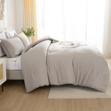 Queen Comforter Set - 7 Pieces Bed in a Bag Queen Bedding Comforter Sets Oatmeal,