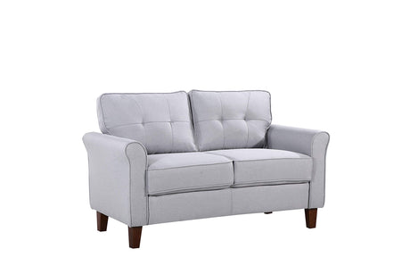 55" Modern Loveseat with Soft-Cushioned Backrest, Piped Details & Tapered Wood Legs