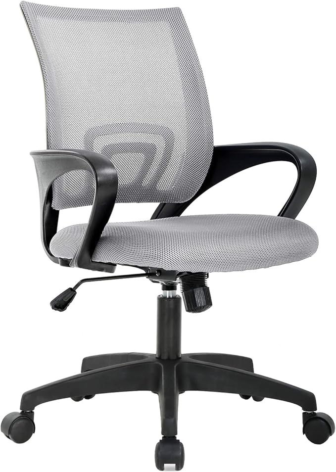 Chair Ergonomic Desk Chair Mid Back Computer Chair Task Rolling Swivel Chair with Lumbar Support Arms Modern Executive Adjustable Chair for Girl Adults Women(Red)