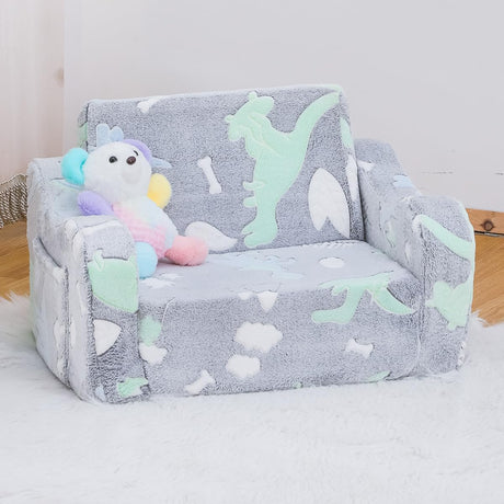 Baby Toddler Couch Chair Kids Foldable 2-in-1 Toddler Fold Out Couch Sofa for Playroom Pull Out Children Convertible Sofa to Lounger