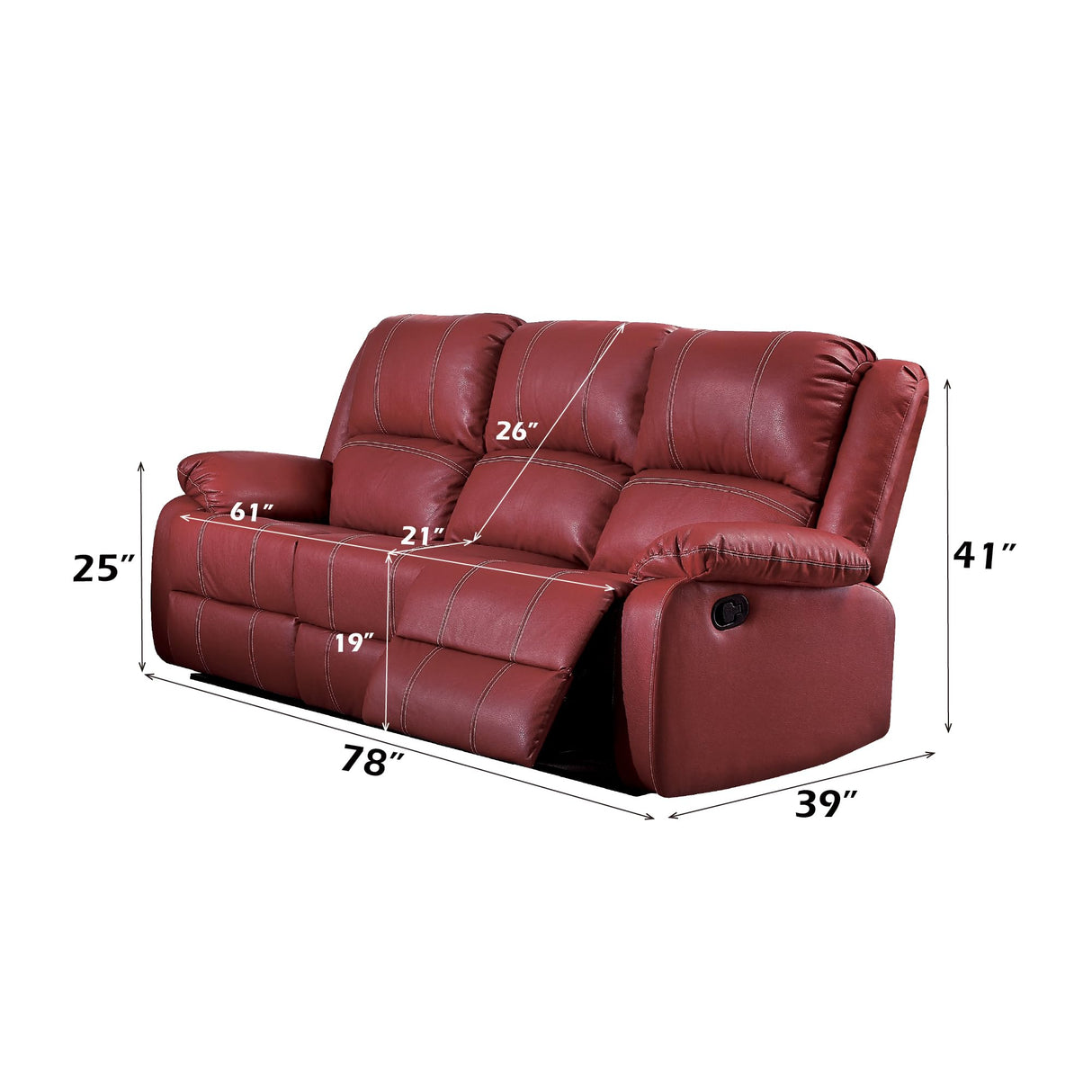 Motion Sofa in Red Synthetic Leather