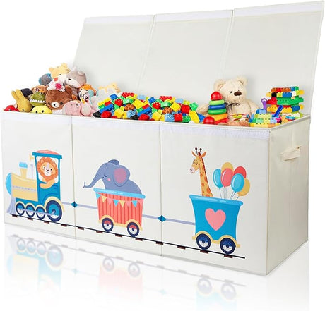 Extra Large Toy Box, Collapsible Sturdy Toy Storage Organizer with Lids