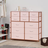 Jojoka Dresser for Bedroom with 12 Drawer, Dressers & Chests of Drawers for Hallway, Entryway, Storage Organizer Unit with Fabric, Sturdy Metal Frame, Wood Tabletop, Easy Pull Handle… (Pink)