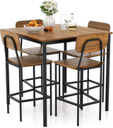 5-Piece Dining Table Set W/Counter Height Table & 4 Bar Stools,