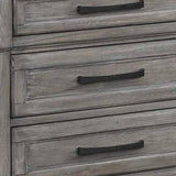 Demi 29 Inch Wood Nighstand with 3 Drawers, Metal Bar Handles, Oak Gray