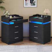 LED Nightstand Set of 2, Large Night Stand