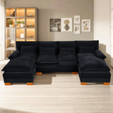112.6" U Shaped Modular Sectional Sofa, Modern Chenille Cloud Couch