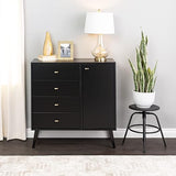 Milo Mid-Century Modern 4-drawer Chest with Door - White