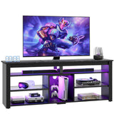 70 Inch TV Stand with LED Lights - Modern Entertainment Center with Storage
