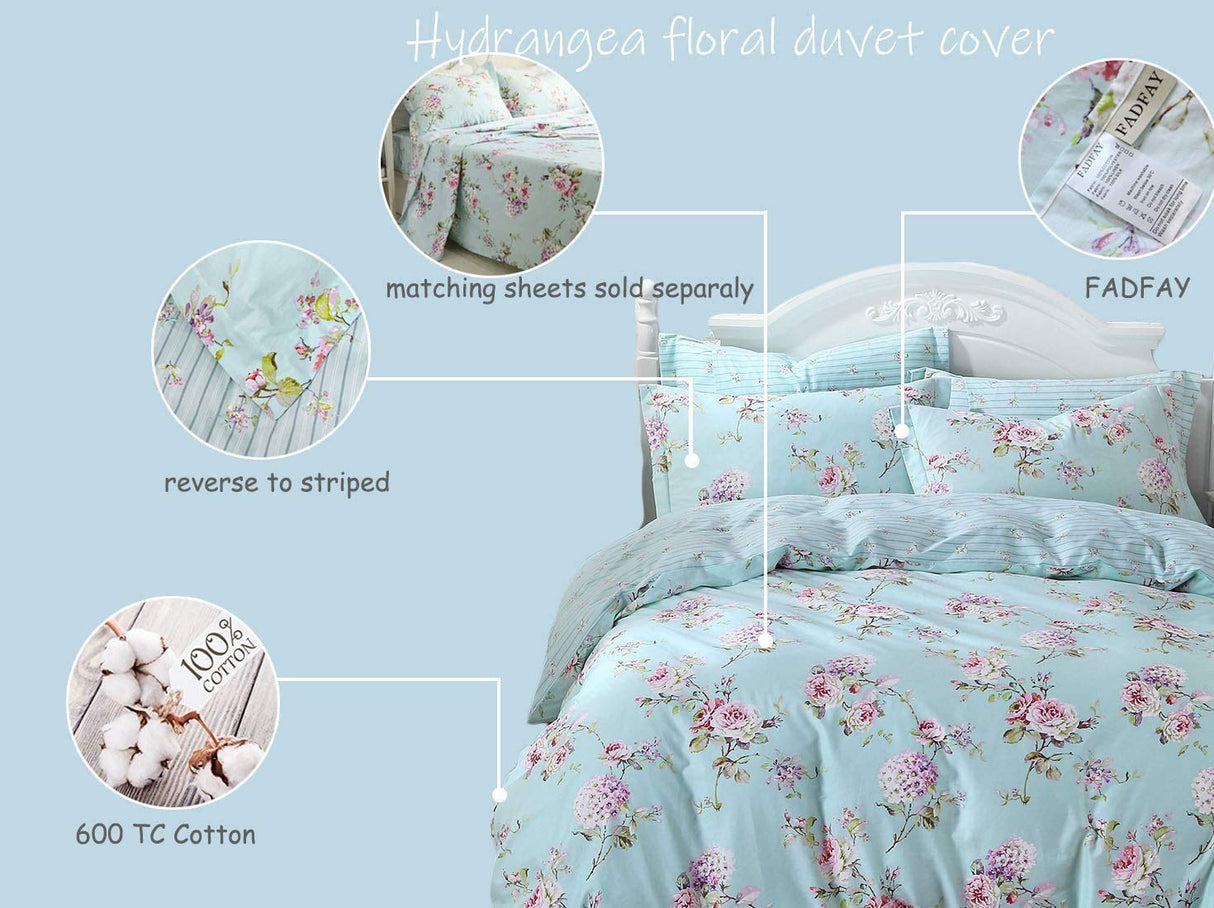 French Country Duvet Cover Set King/California King 100% Cotton Floral Bedding