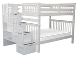 Stairway Bunk Beds Full over Full with 4 Drawers in the Steps, White