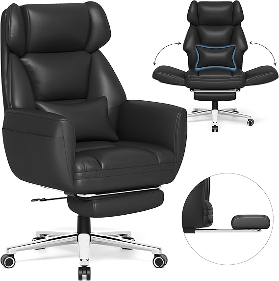 Criss Cross Office Chair with Footrest - Big and Tall Executive Desk Chair