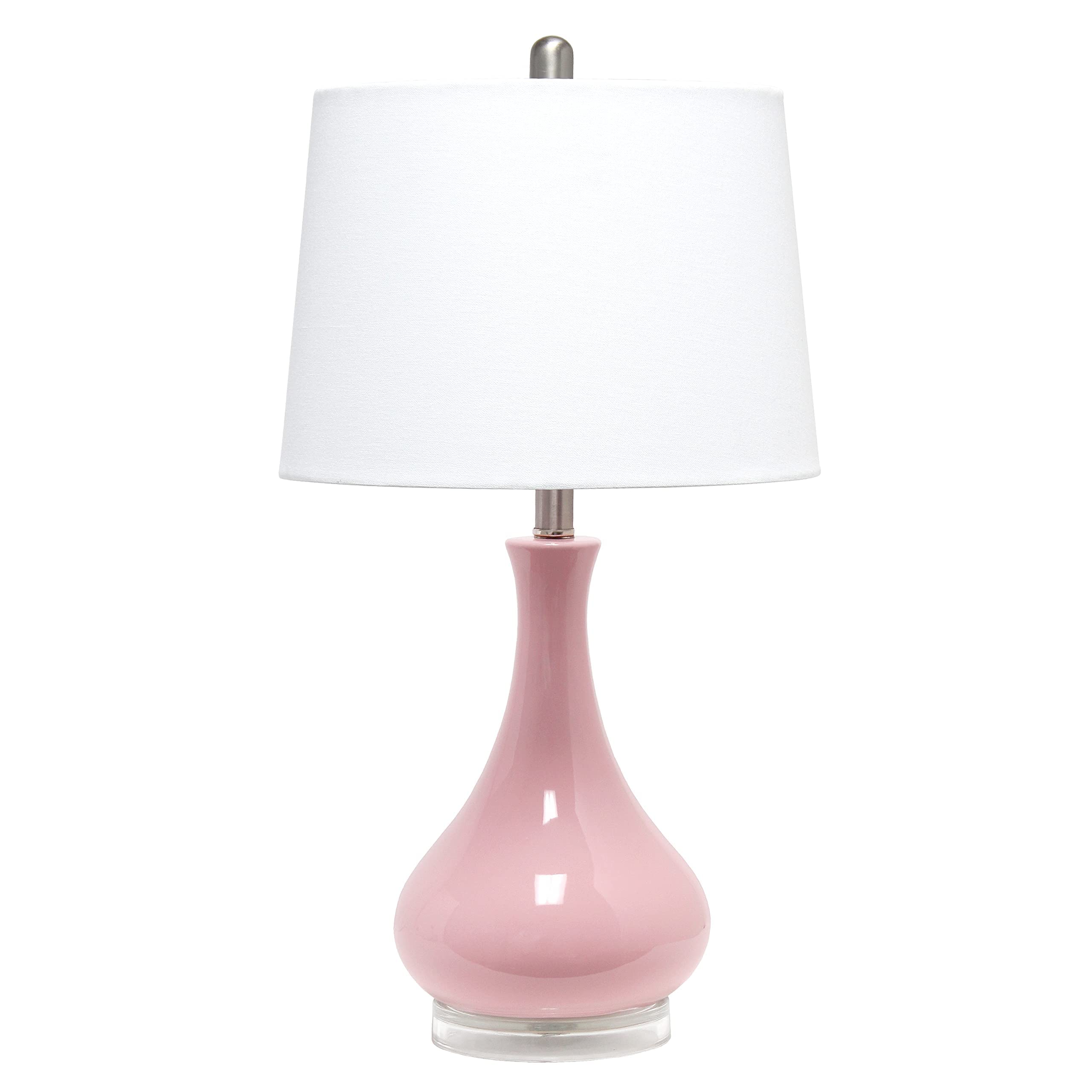 Ceramic Genie Tear Drop Shaped Glossy Table Lamp, Rose Pink