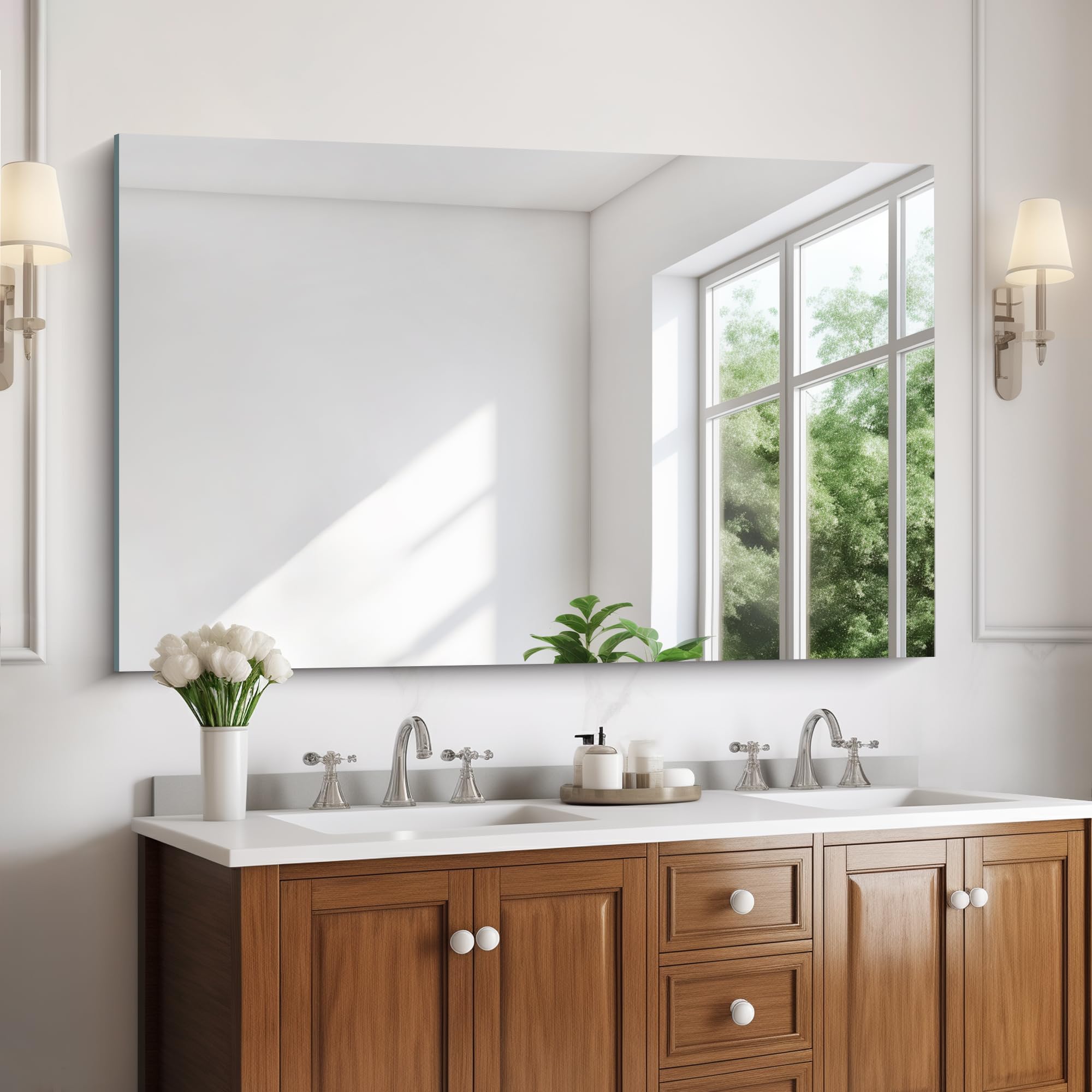 Frameless Mirror,  Bathroom Mirror for Over Sink, Unframed Vanity Mirror