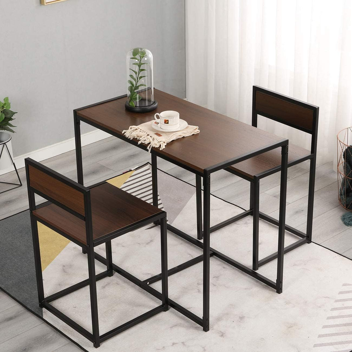 3 Piece Dining Set Dining Table Set with 2 Chairs Breakfast Table for Kitchen