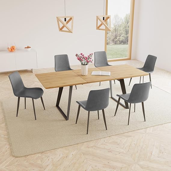 Modern mid-Century Dining Table Dining Table and Chairs Rectangular Wooden Dining