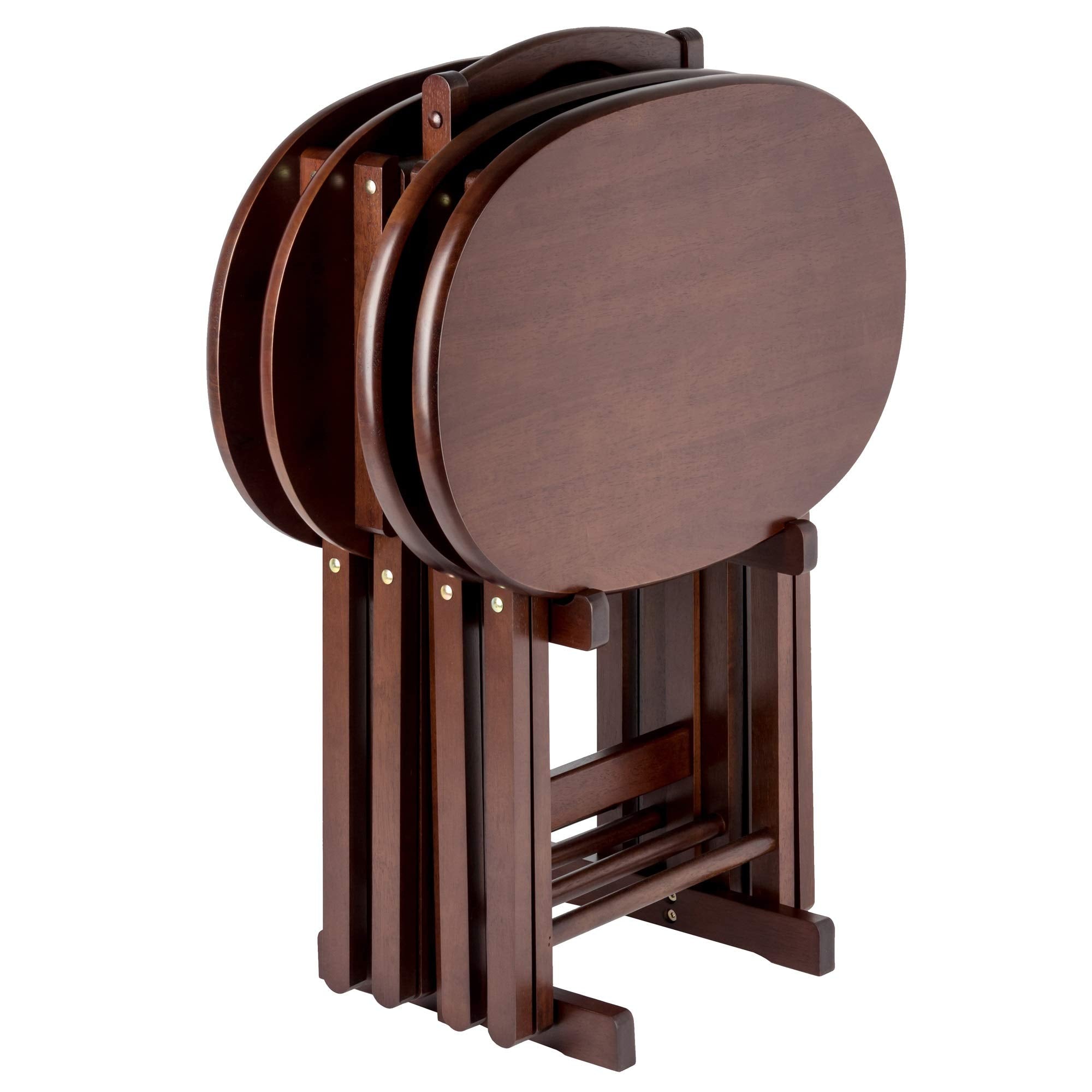 Cappuccino 5-Piece Folding Snack Table Set with X-Frame Base