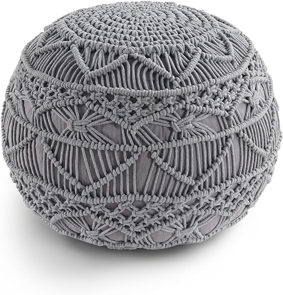 Pouf Ottoman - Hand Knitted Macrame Ottoman Pouf