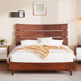 AMERLIFE Queen Size Solid Wood Platform Bed Frame with Wooden Headboard,