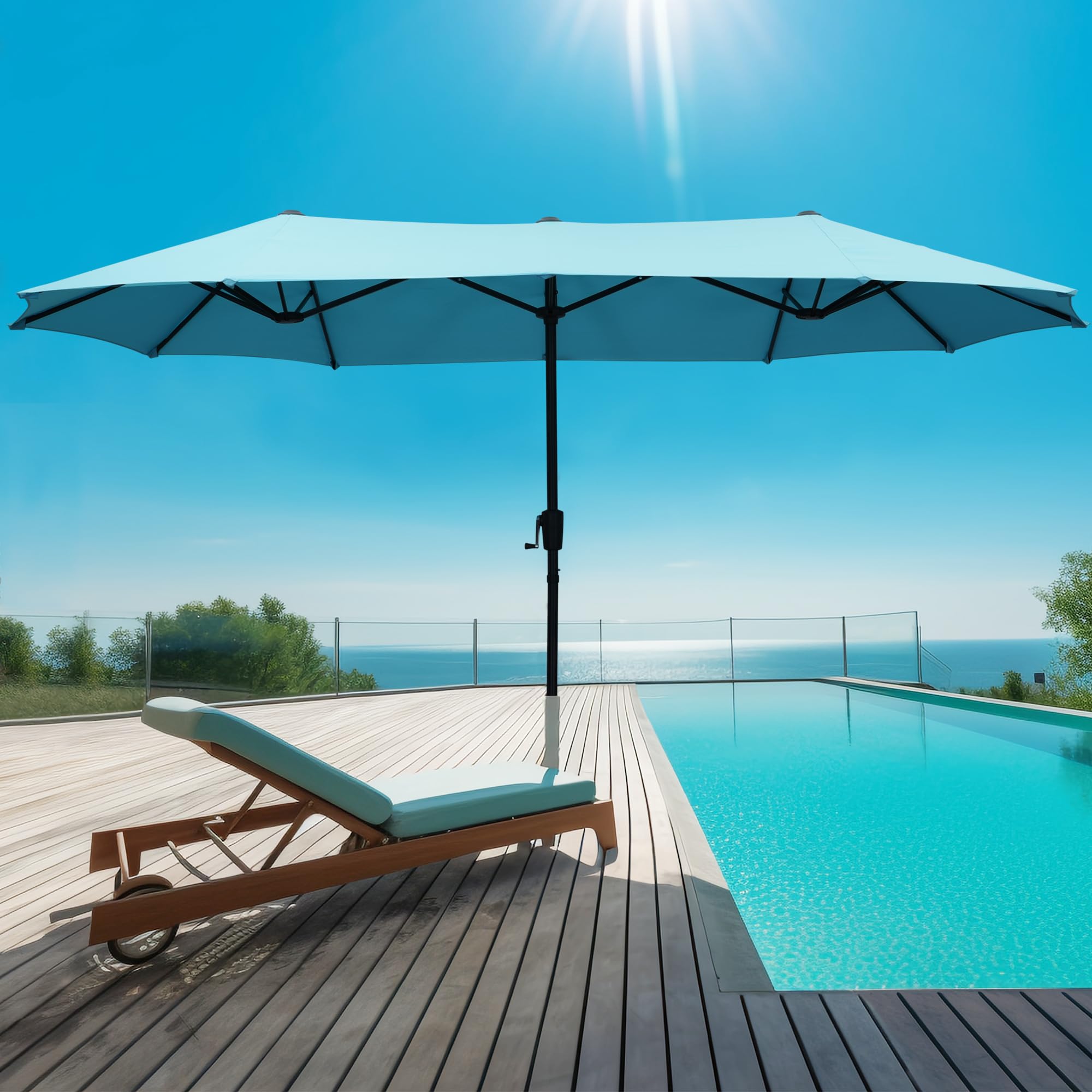 13Ft Patio Umbrella Outdoor Double-Sided Market Extra Large Table Umbrella