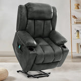 Lift Recliner Chair with Massage and Heating for Elderly and Adults,Breathable Leather Recliner Chairs for Living Room,USB Port,2 Cup Holders (Sliver Grey)