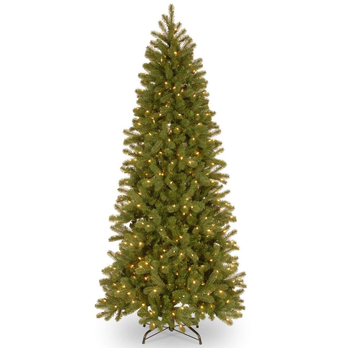 Pre-Lit 'Feel Real' Artificial Slim Downswept Christmas Tree, Green, Douglas Fir