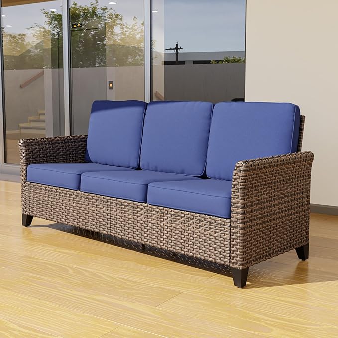 Harbor Retreat Outdoor Sofa, 2 Seat Rattan Loveseat Sofa with Cushions