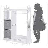 Kids Play Armoire with Mirror, Storage Bins and Closet for Dress Up and Costumes