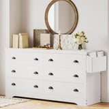 Dresser for Bedroom 6 Drawer with Charging Station, TV Stand Storage Chest