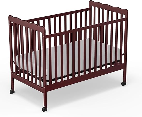 3-in-1 Convertible Crib Wood Full Size Toddler Bed with Locking Wheels