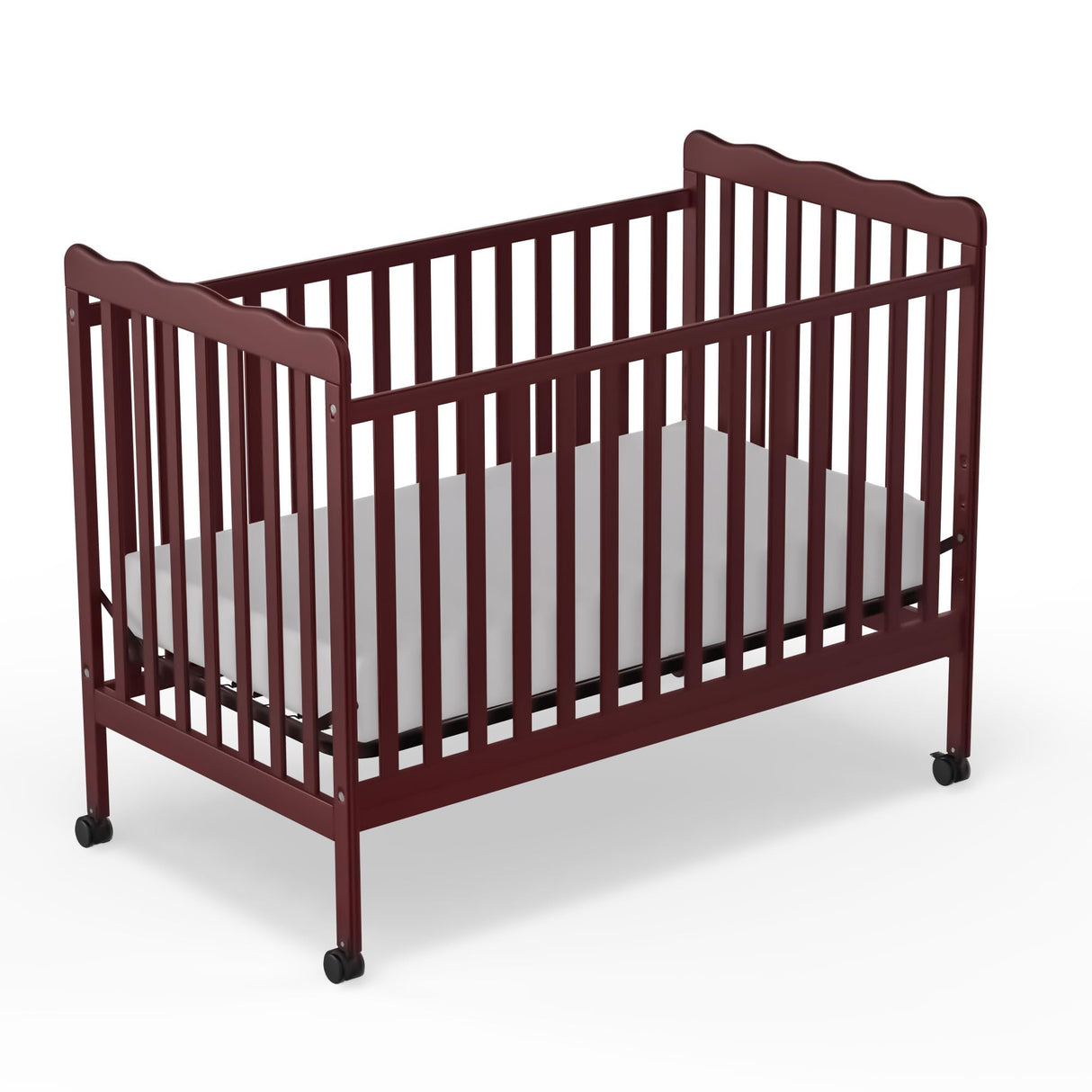 Crib, 3-in-1 Convertible Crib Wood Full Size Toddler Bed with Locking Wheels for Nursery