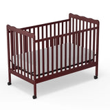 Crib, 3-in-1 Convertible Crib Wood Full Size Toddler Bed with Locking Wheels for Nursery