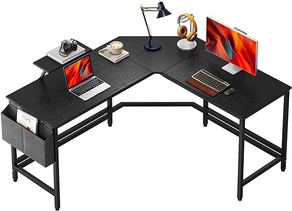 L-Shaped Computer Desk 59 inches x 59 inches, Composite Wood and Metal