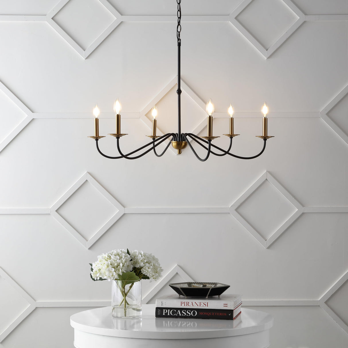 JYL7559C Wicklow 34.75" 6-Light Bohemian Farmhouse Iron LED Chandelier Modern