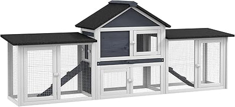 83" L Outdoor Rabbit Hutch, Guinea Pig Cage Indoor Outdoor Wooden Bunny Hutch