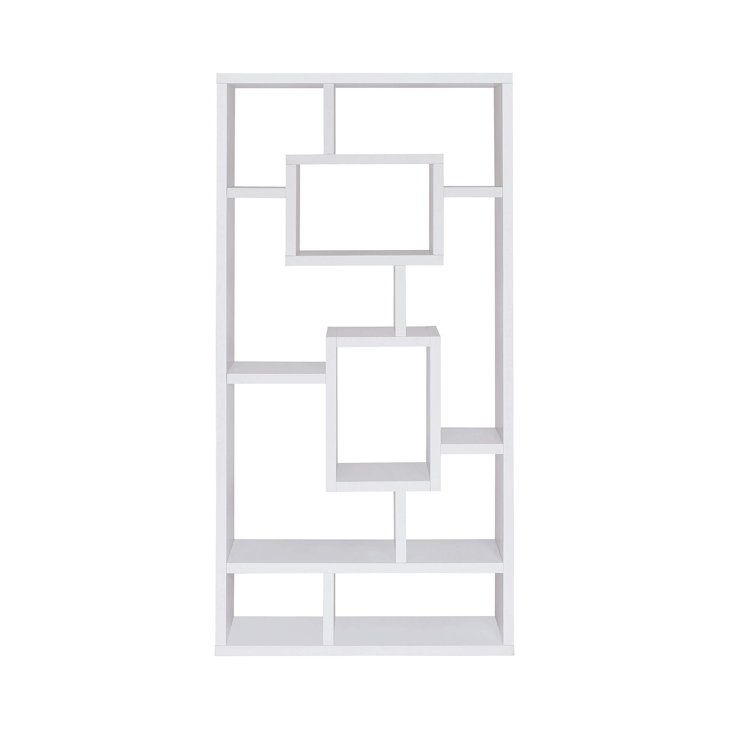CO- 10-Shelf Rectangular Bookcase, White, 11.5" D x 35.5" W x 70.75" H (800157)