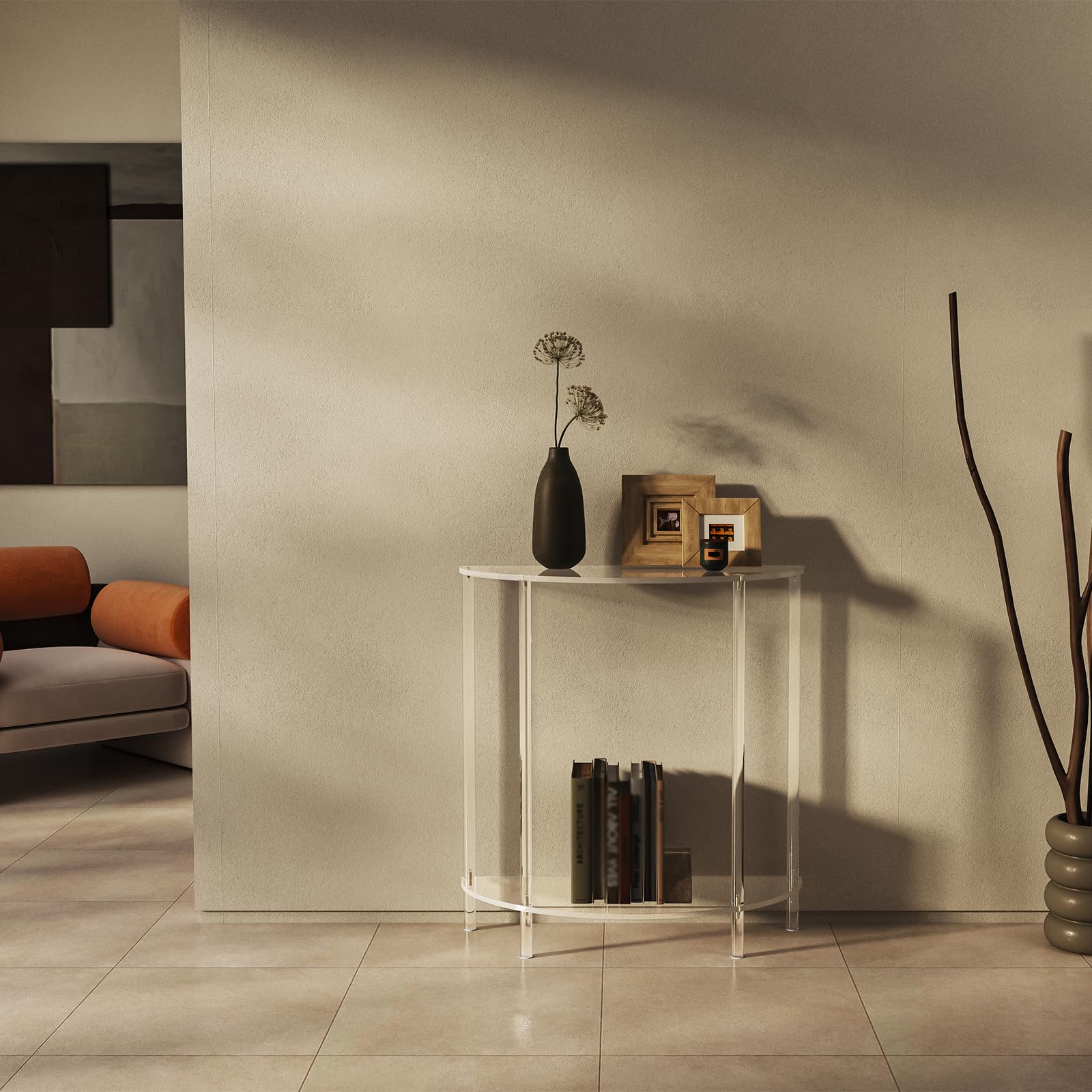 Half Moon Acrylic Console Table - 29.5" Clear Entryway Table