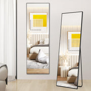 DUMOS Full Length Mirror with Stand, 59''×16'' Floor Mirror with Aluminum Alloy Frame for Bedroom, Standing Full Body Mirror with Shatter-Proof Glass for Wall, Living Room, Cloakroom, Rect-Black,
