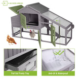 Chicken Coop Mobile Hen House Wooden with Run Poultry Cage with Nesting Box,Movable